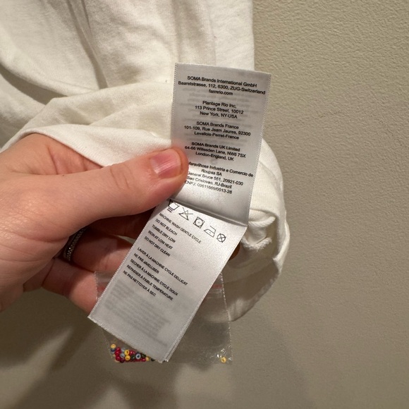 Farm Rio White Beaded Flowers‎ T-Shirt Small - Picture 7 of 13